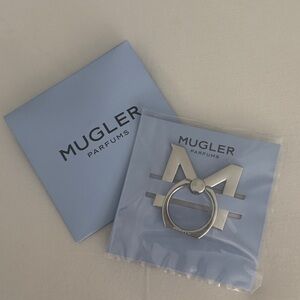 Silver Mugler M Logo phone ring